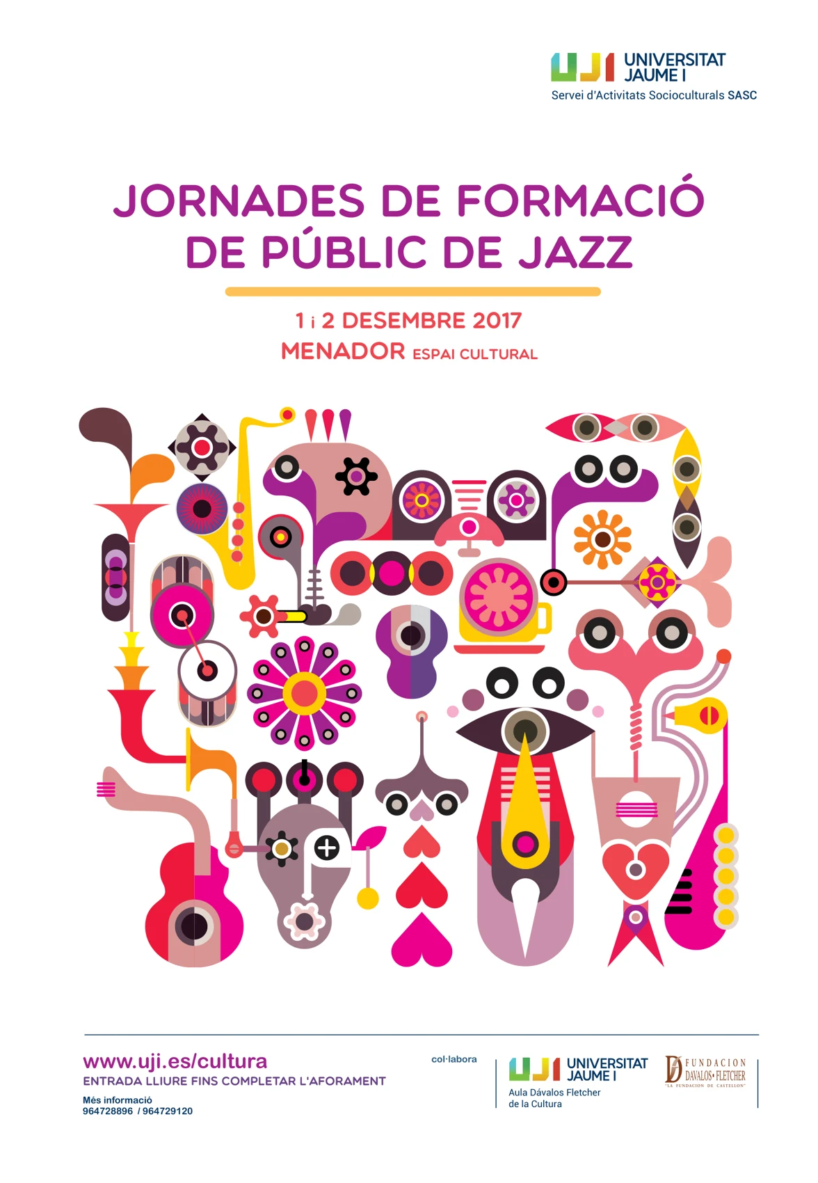 Cartel de las Jornades de Formació de Públic de Jazz, celebradas en Castellón el 1 y 2 de diciembre de 2017.